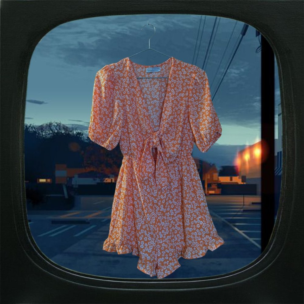 NWOT uo orange white floral bloomer romper